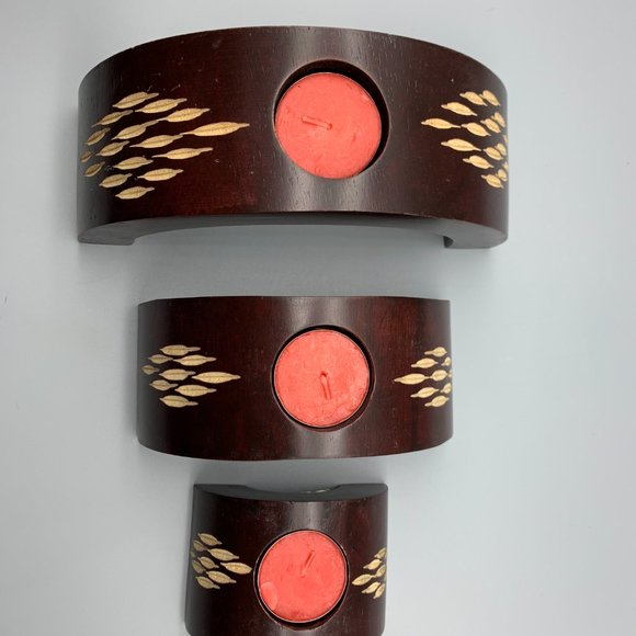 Rare set of 3 Nesting Arched Wood Tealight Candle Holders Purchased in Dubai - Picture 8 of 10